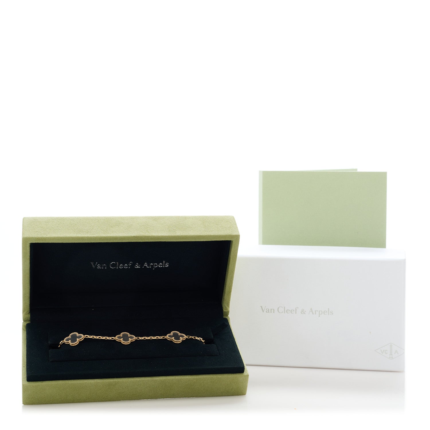 Van Cleef & Arpels VAN CLEEF & ARPELS 18K Yellow Gold Rock Crystal 5 Motifs Vintage Alhambra Bracelet 5 of 5