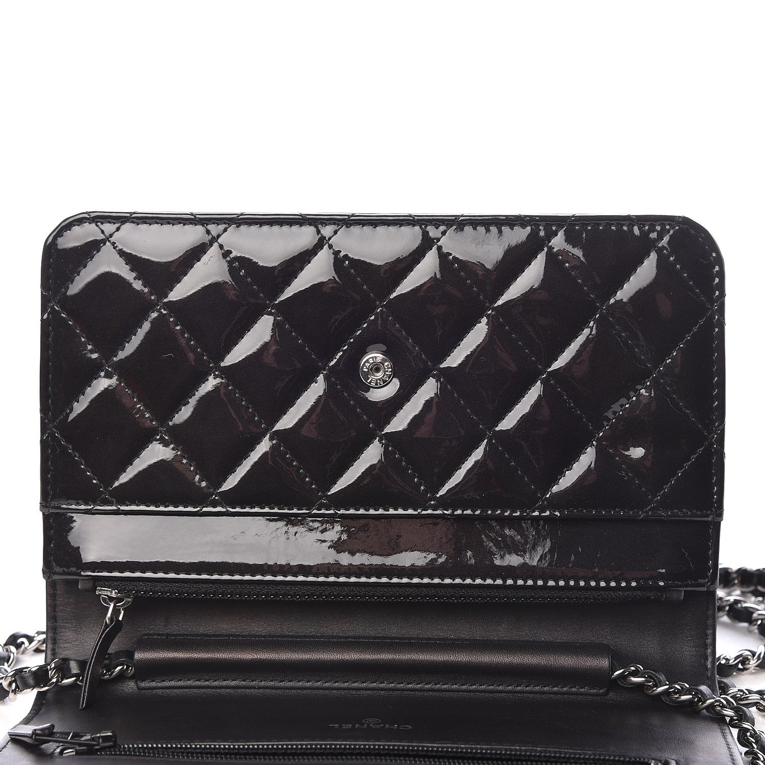 Chanel Patent Quilted Brilliant Wallet On Chain WOC Black 15 of 15