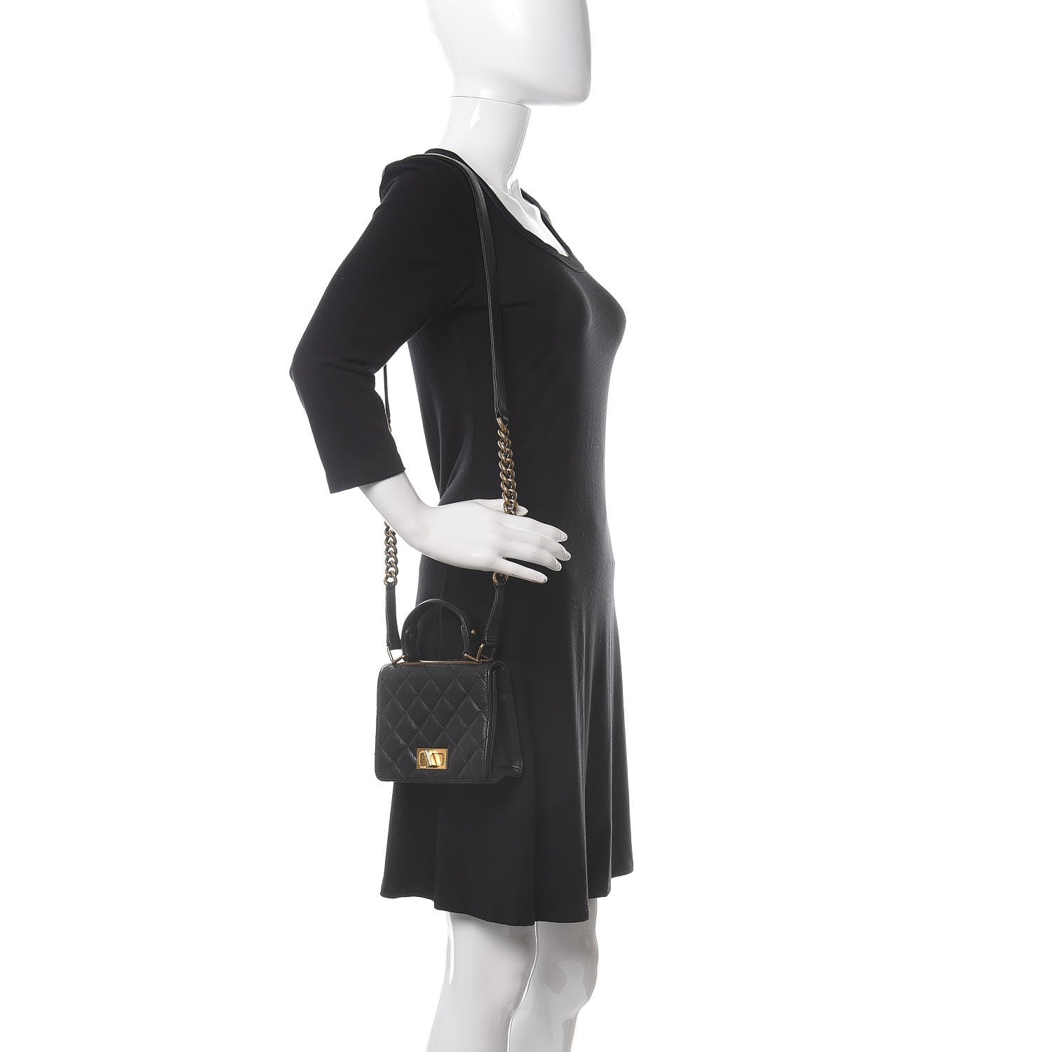 Chanel Goatskin Quilted Small Rita Top Handle Flap Black 2 of 10