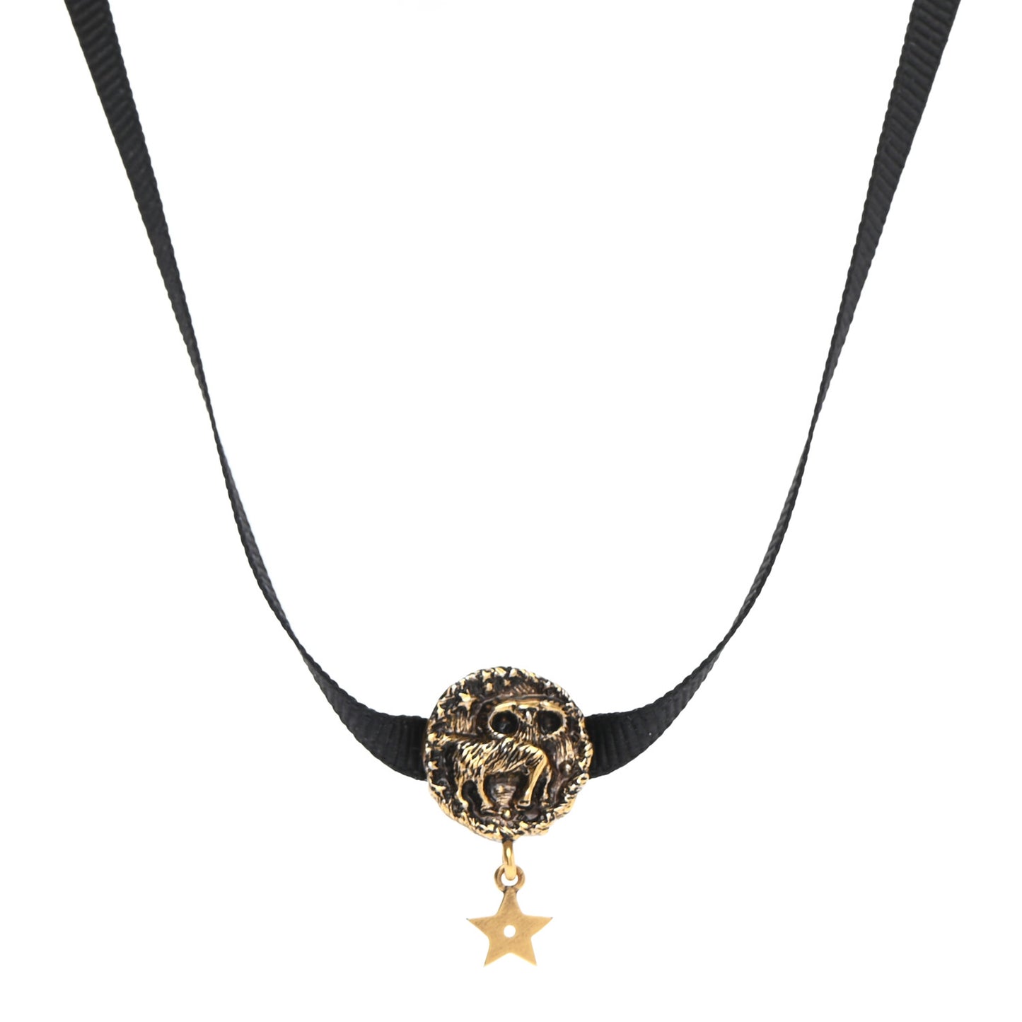 Grosgrain Ribbon Astrology Choker Necklace Black