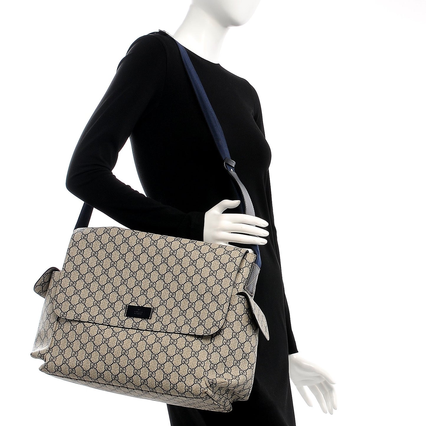 GG Plus Monogram Messenger Diaper Bag Navy