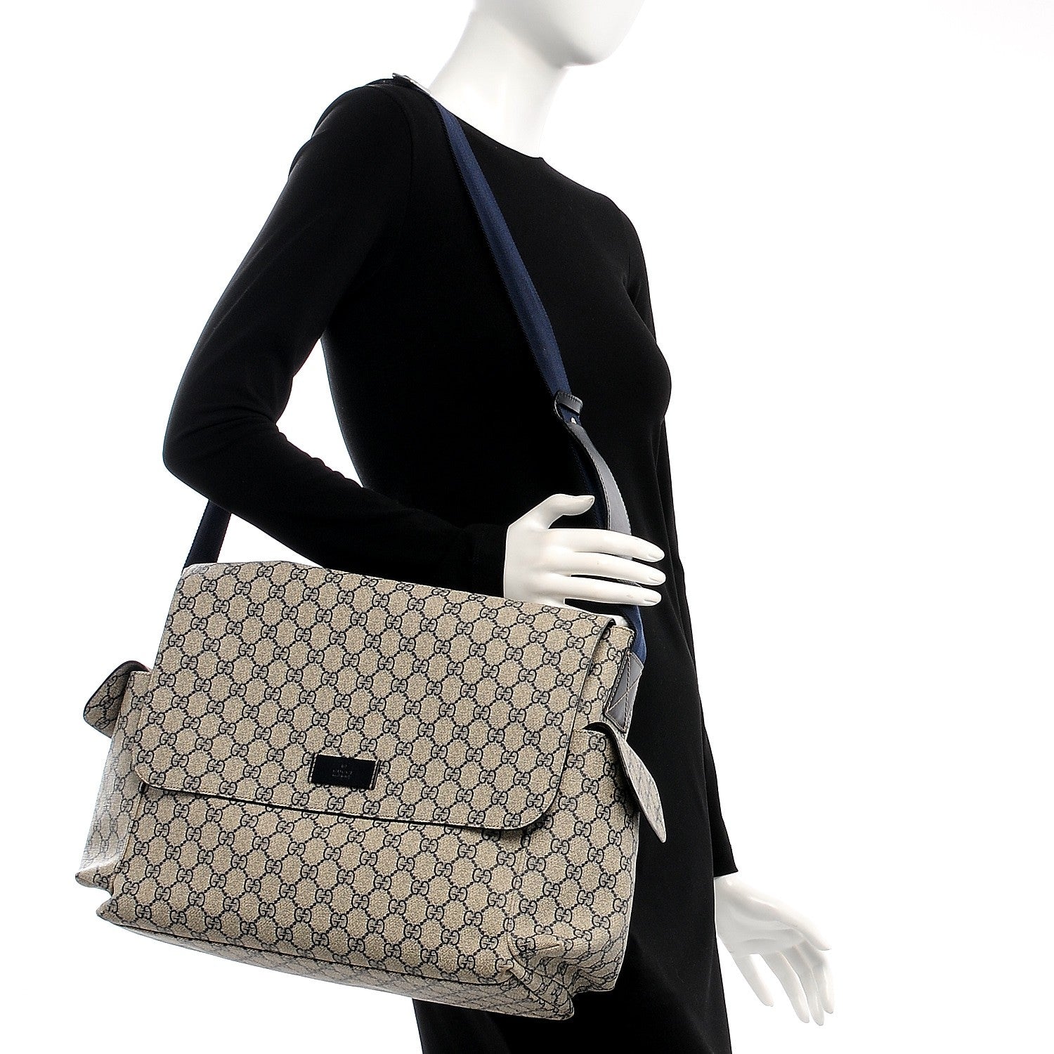 Gucci GG Plus Monogram Messenger Diaper Bag Navy 2 of 8