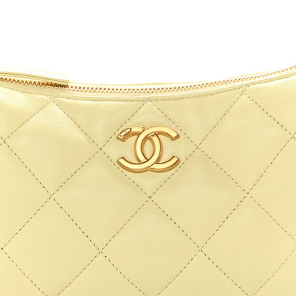 Chanel Lambskin Quilted Hobo Shoulder Bag Light Yellow 8 of 10