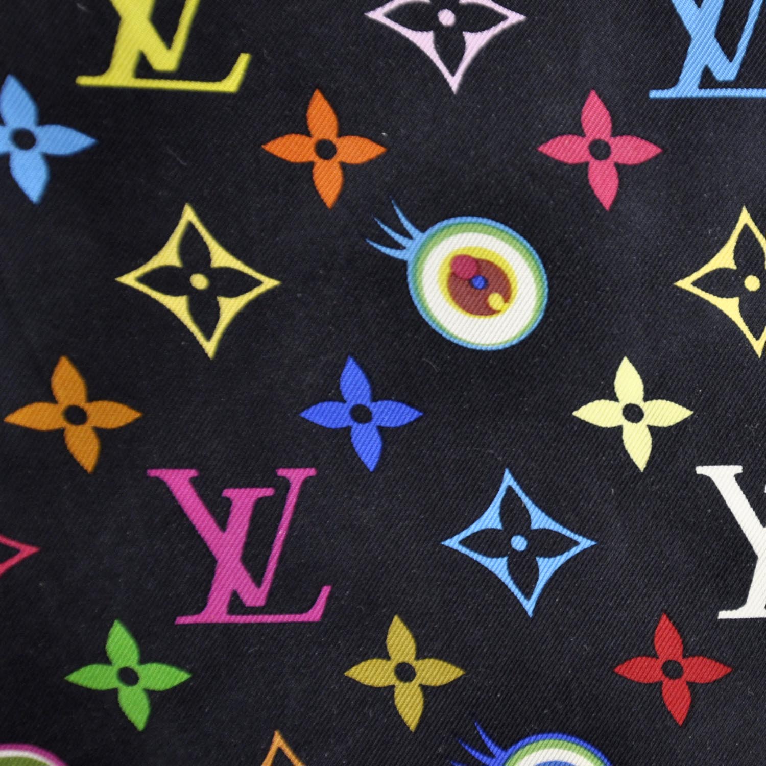 Louis Vuitton Silk Multicolor Eye Love Scarf Black 7 of 7