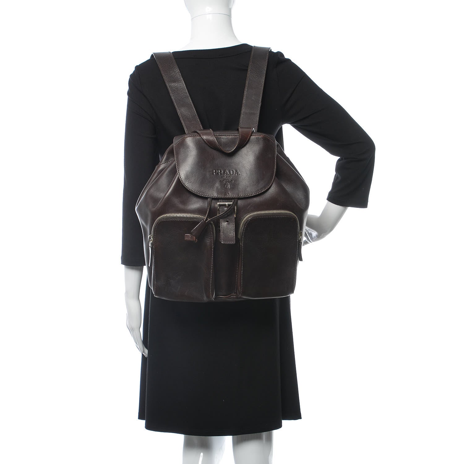 Prada Calfskin Backpack Brown 2 of 9