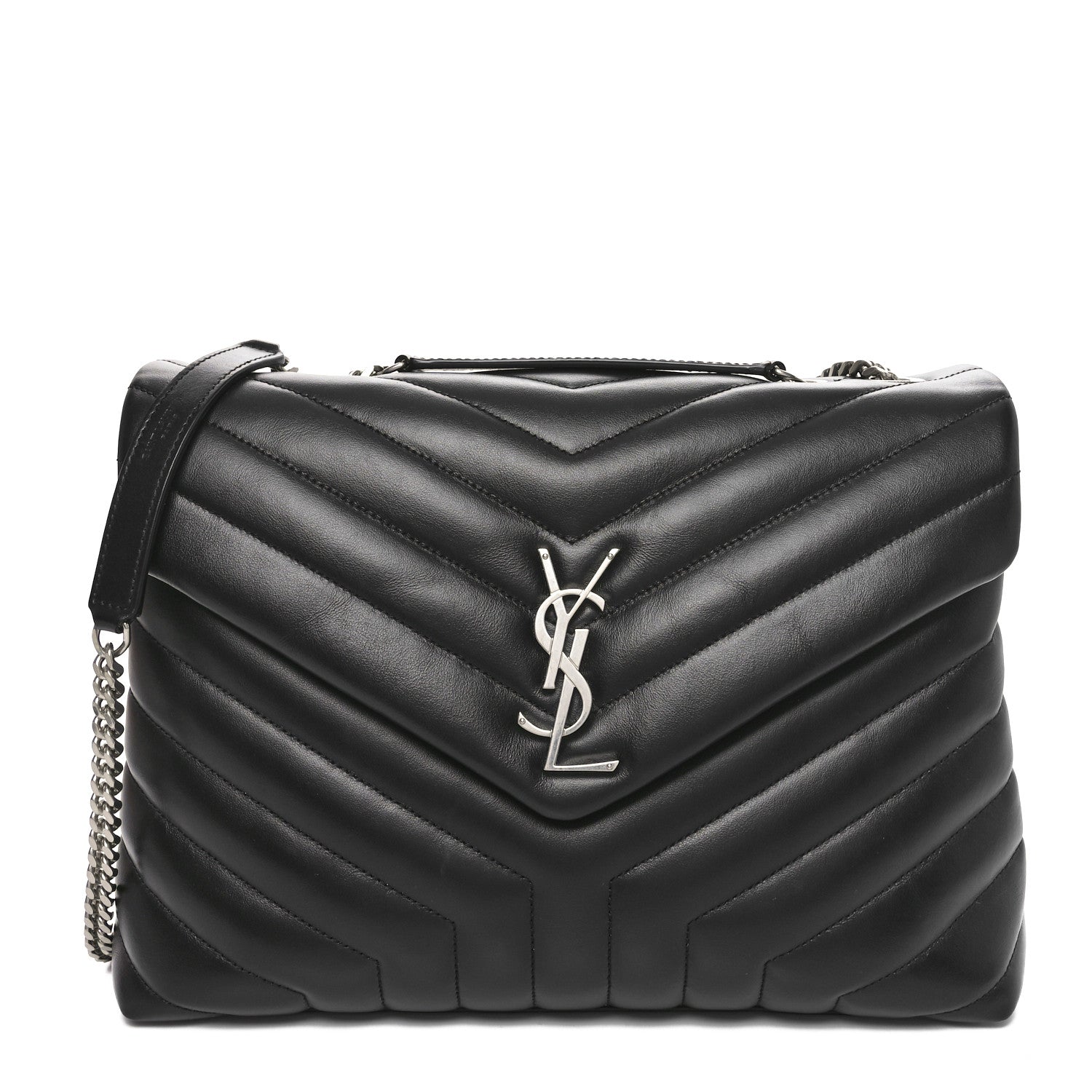Saint Laurent Calfskin Y Quilted Monogram Medium Loulou Chain Satchel Black 1 of 10