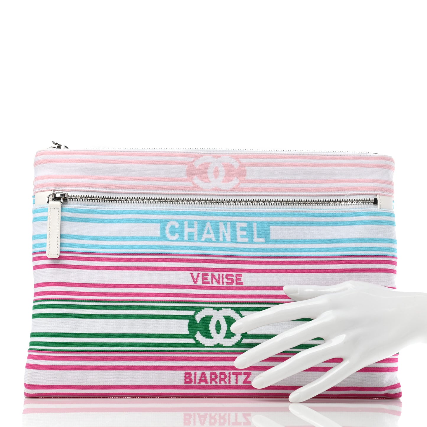 Fabric Striped Case Pouch Multicolor