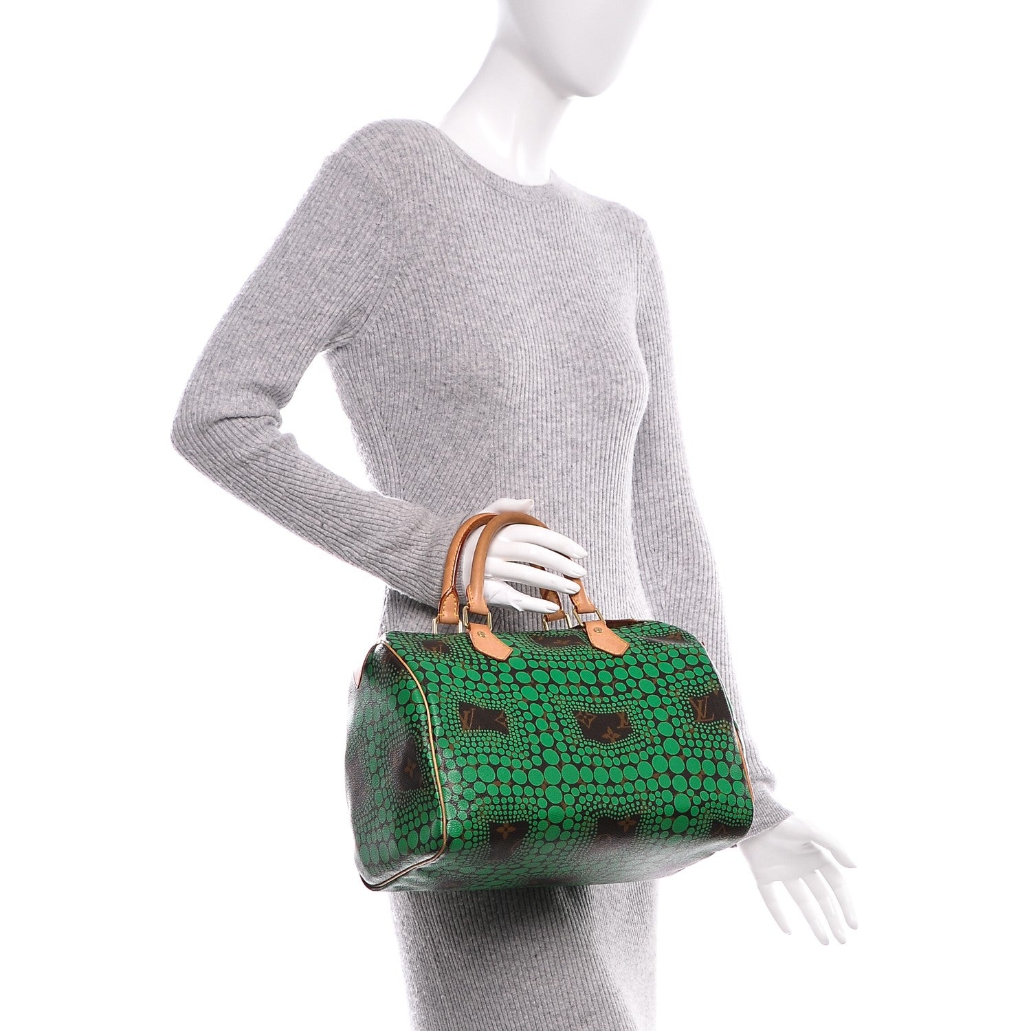 Louis Vuitton Monogram Kusama Town Speedy 30 Green 2 of 6