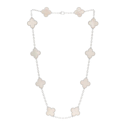 Van Cleef & Arpels 18K White Gold Mother of Pearl 10 Motifs Vintage Alhambra Necklace 3 of 5