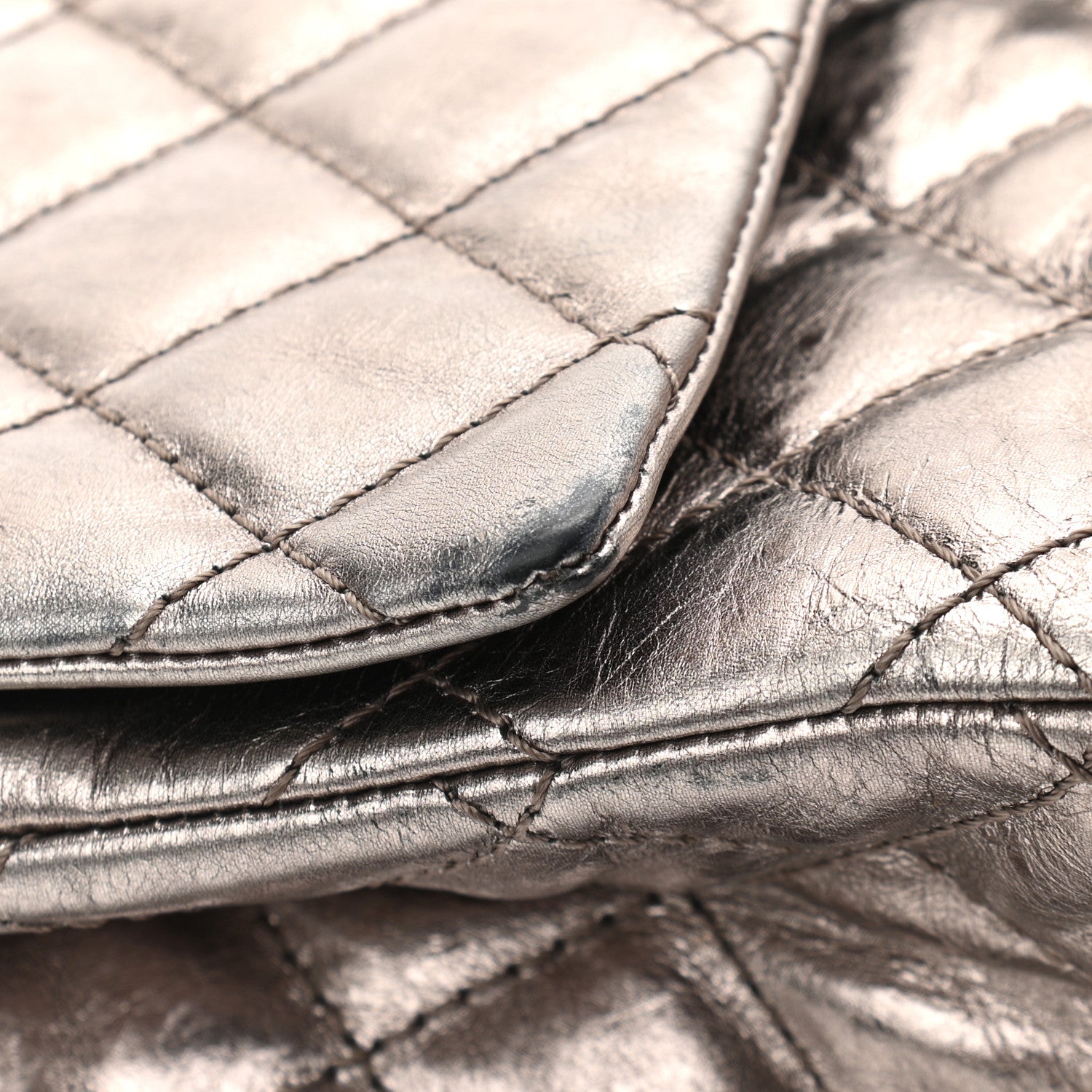 Chanel Metallic Aged Calfskin Quilted 2.55 Reissue 226 Flap Dark Silver 15 of 21