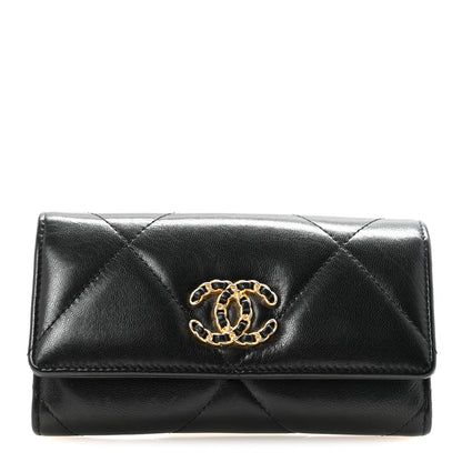 Chanel Lambskin Quilted Chanel 19 Flap Wallet Black 1 of 9