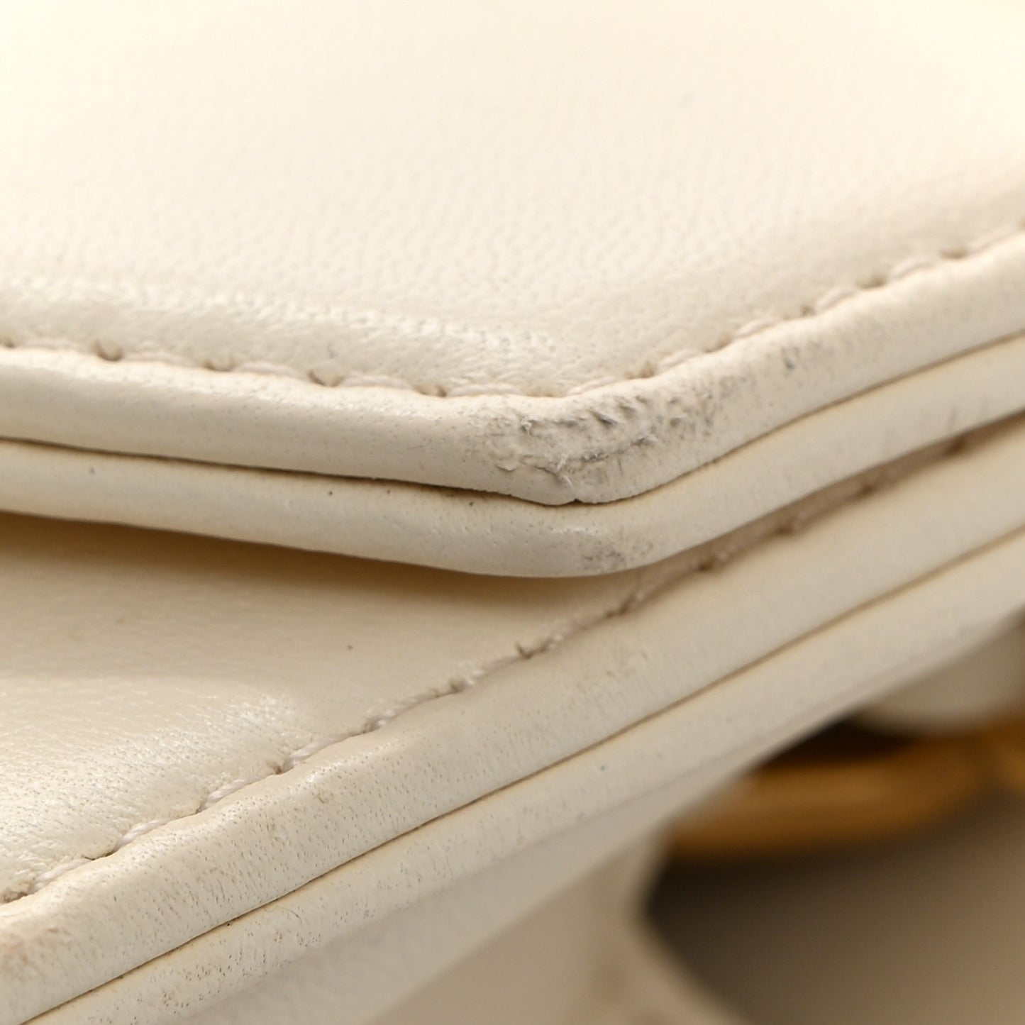 Lambskin Reversed Chevron Quilted Flap White