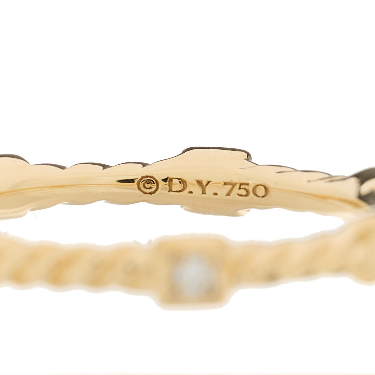 David Yurman 18K Yellow Gold Diamond Cable Collectibles Stack Ring 54 7 4 of 4
