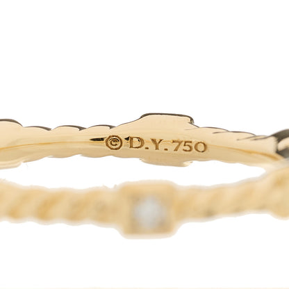 David Yurman 18K Yellow Gold Diamond Cable Collectibles Stack Ring 54 7 4 of 4