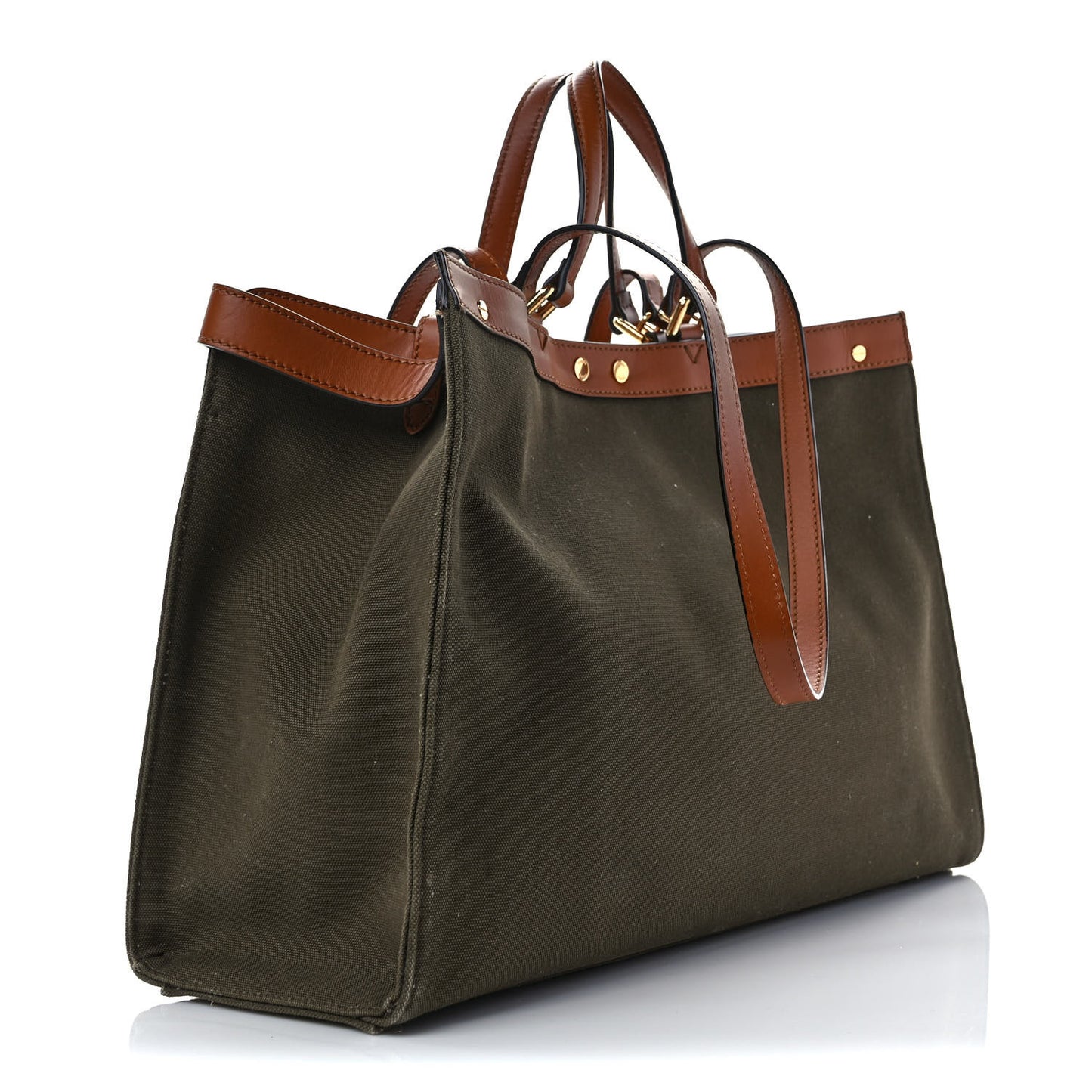 Canvas Vitello King FF Embroidered Medium Peekaboo X-Tote Amazzonia Cuoio