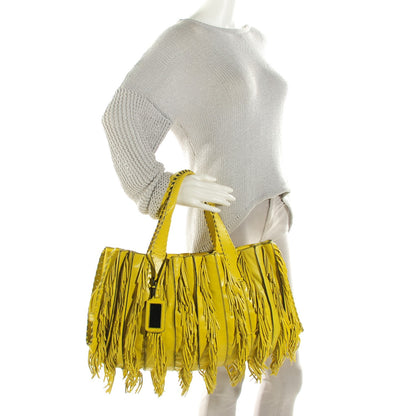 Valentino Garavani Lambskin Fringe Tote Yellow 2 of 7