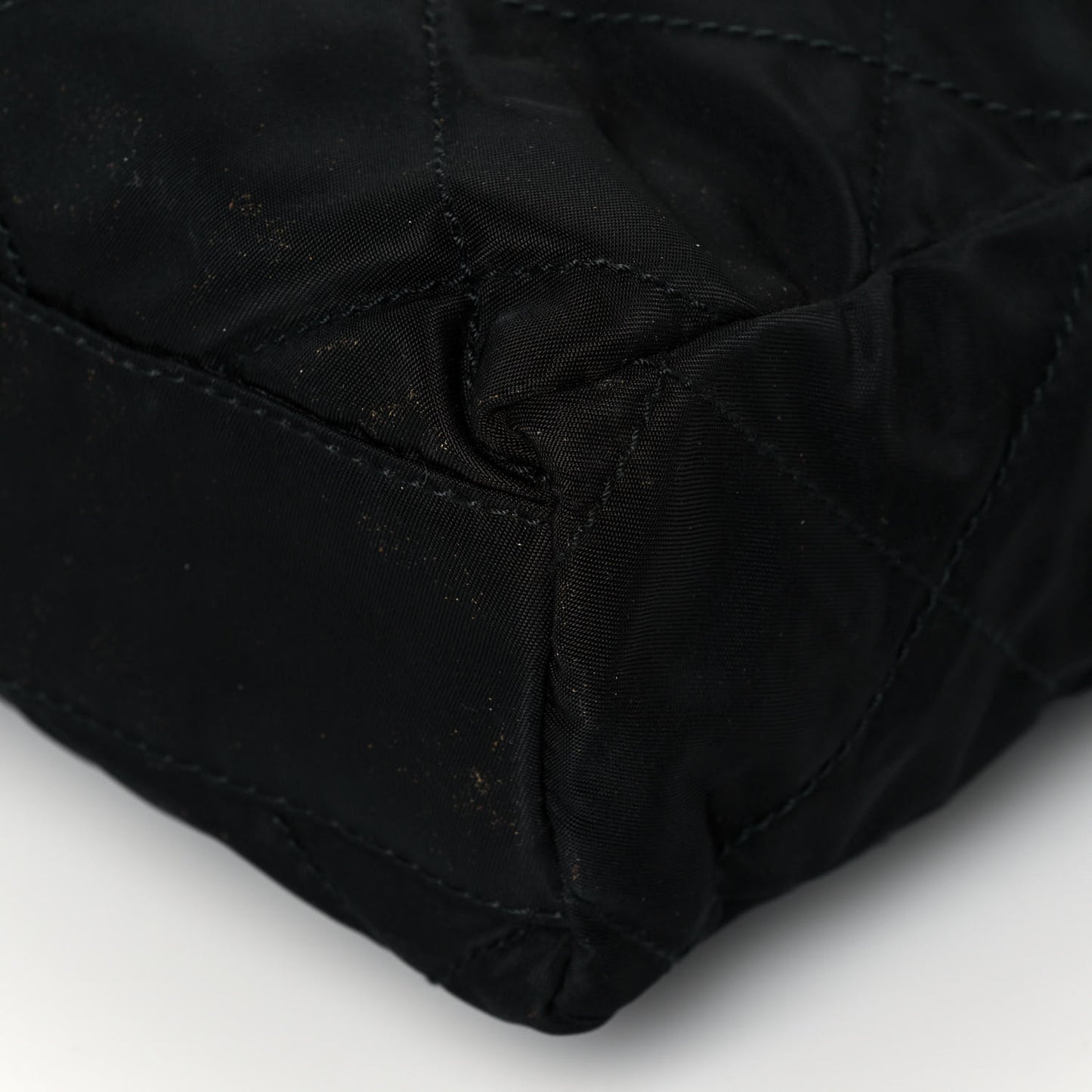 Nylon Tessuto Impuntu Quilted Flap Shoulder Bag Black