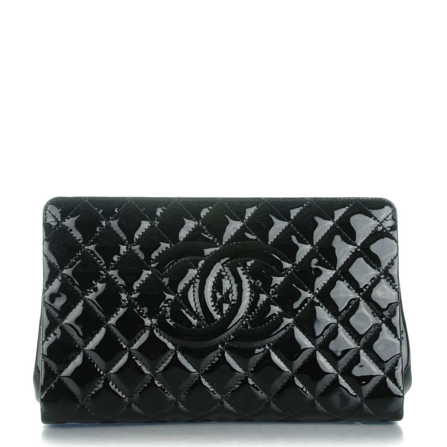 Chanel Patent CC Quilted Timeless Clutch Black 1 of 7