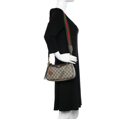 Gucci GG Supreme Monogram Textured Dollar Calfskin Web Small Ophidia GG Handbag Beige Ebony New Acero 2 of 10