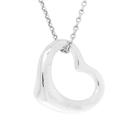 Tiffany Sterling Silver 16mm Elsa Peretti Open Heart Pendant Necklace 8 of 9
