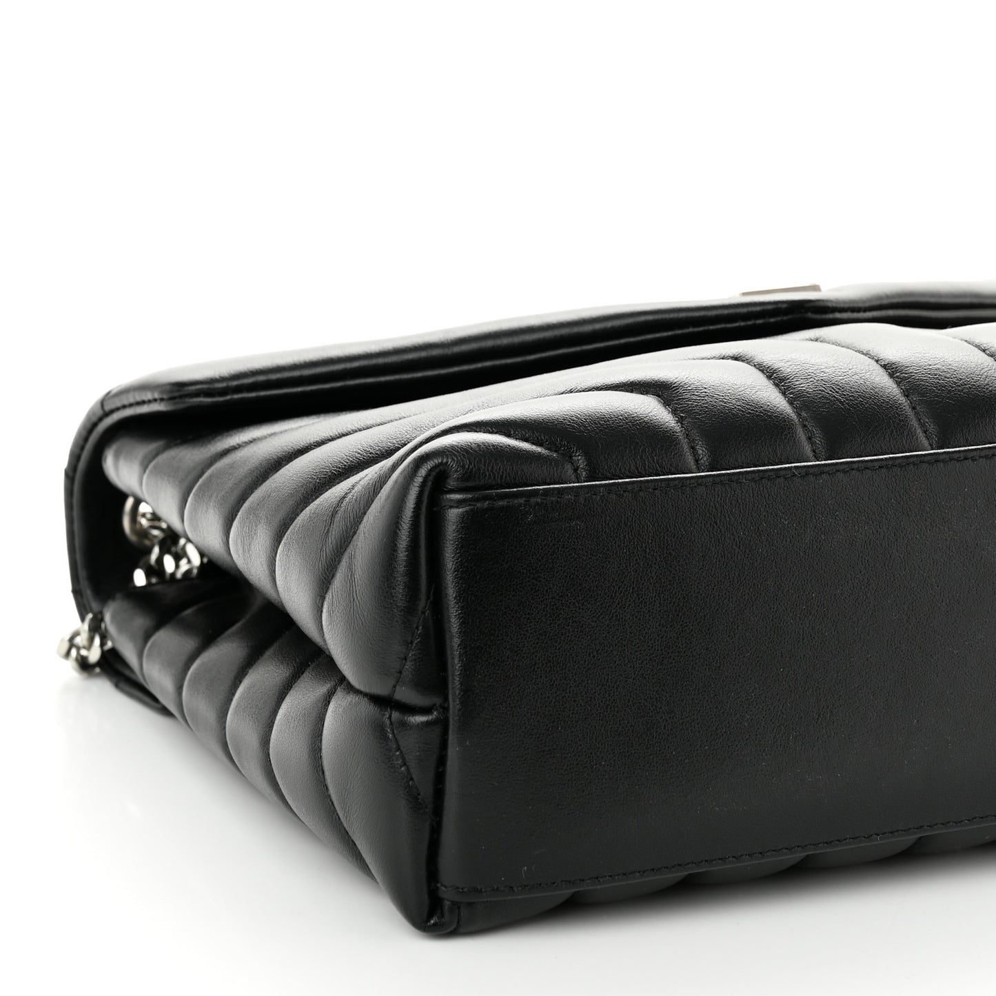 Calfskin Y Quilted Monogram Small Loulou Chain Satchel Black