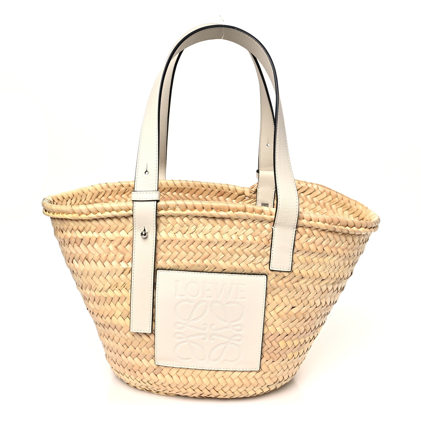 Raffia Basket Tote Bag Natural White