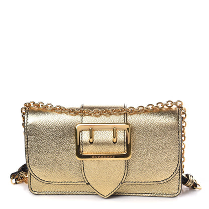 Burberry Metallic Soft Grain Calfskin Mini Phone Buckle Bag Gold 1 of 11