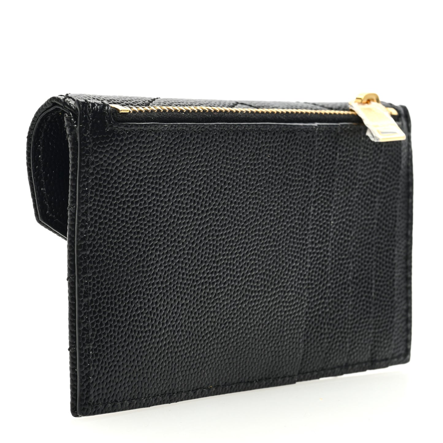 Grain De Poudre Matelasse Chevron Monogram Compact Wallet Black