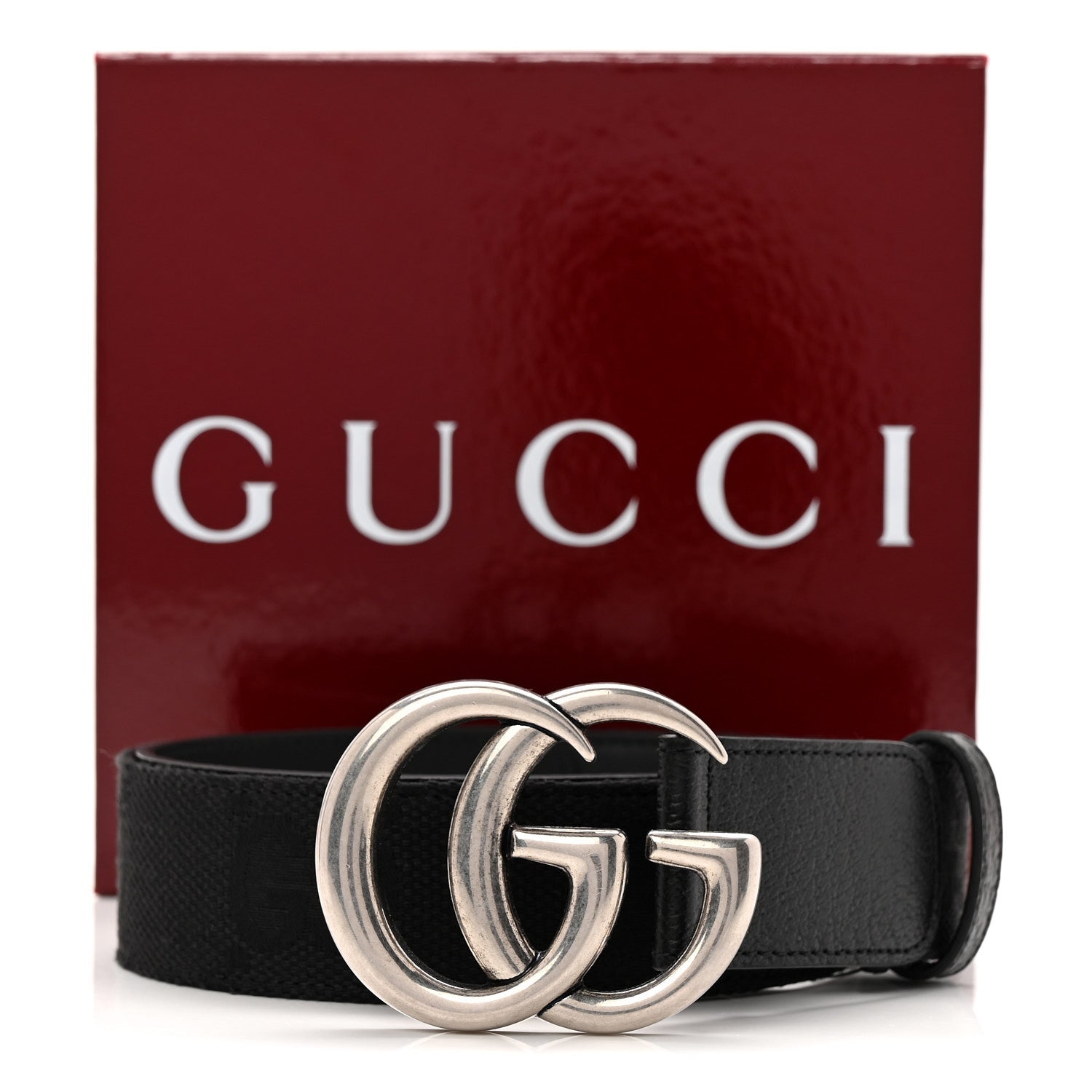 Gucci Monogram Macro GG Dollar Pigprint Double G 40mm Belt 80 32 Black 5 of 5