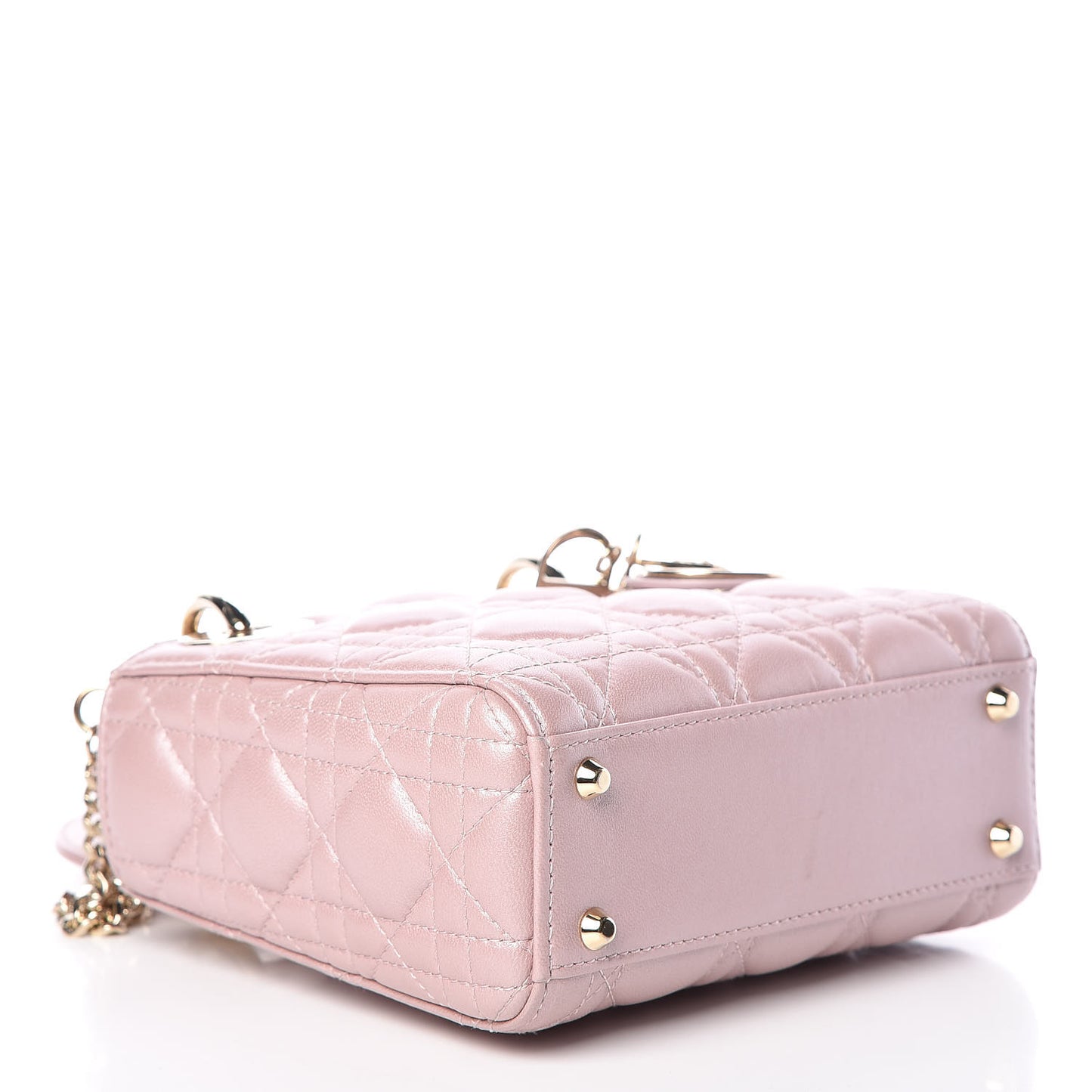 Metallic Lambskin Cannage Mini Lady Dior Lotus