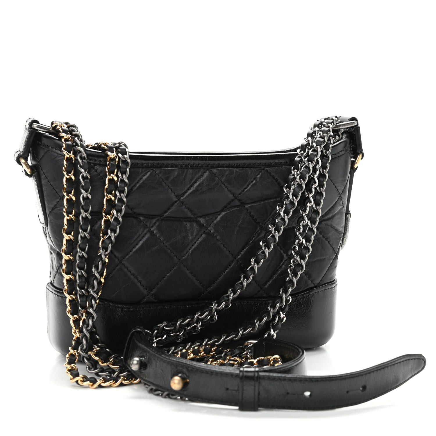 Chanel Aged Calfskin Quilted Small Gabrielle Hobo Black 3 of 10