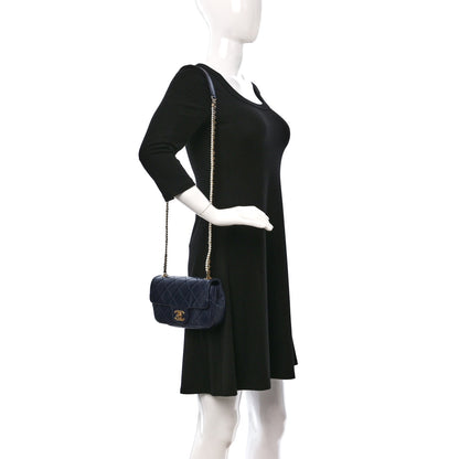 Chanel Calfskin Quilted Small Crystal Pearls Flap Bag Blue 2 of 10