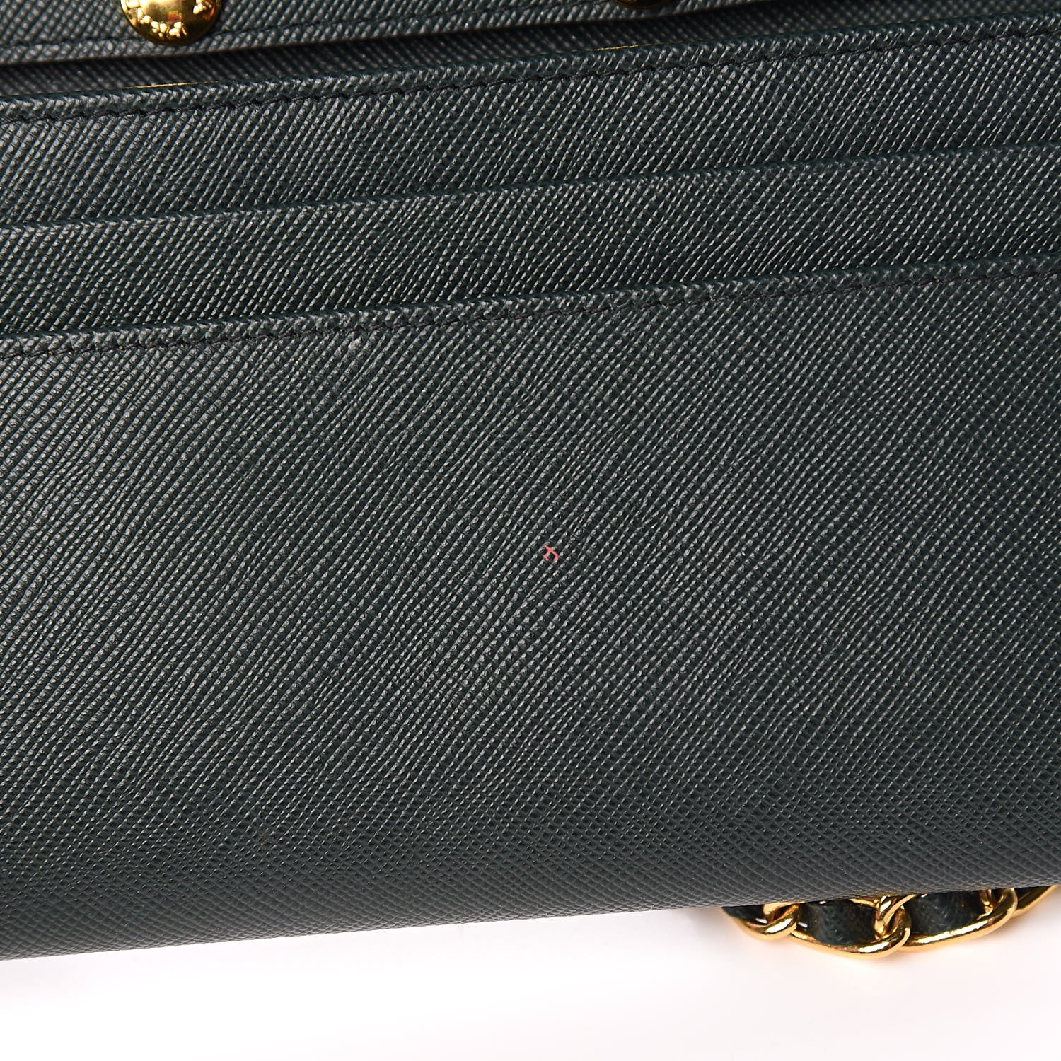 Prada Saffiano Metal Oro Chain Wallet Smeraldo 8 of 13