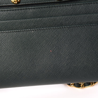 Prada Saffiano Metal Oro Chain Wallet Smeraldo 8 of 13
