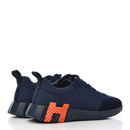 Hermes Technical Jersey Suede Goatskin Bouncing Sneakers 36 Marine 4 of 11