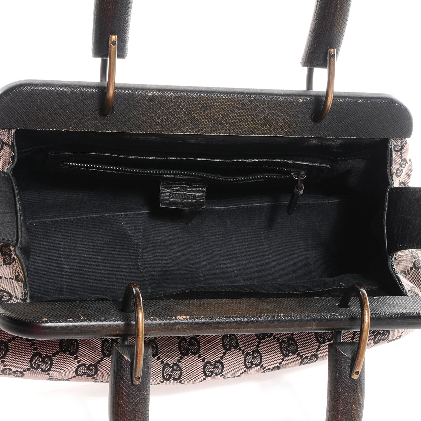 Monogram Wood Handle Frame Doctor Bag Black