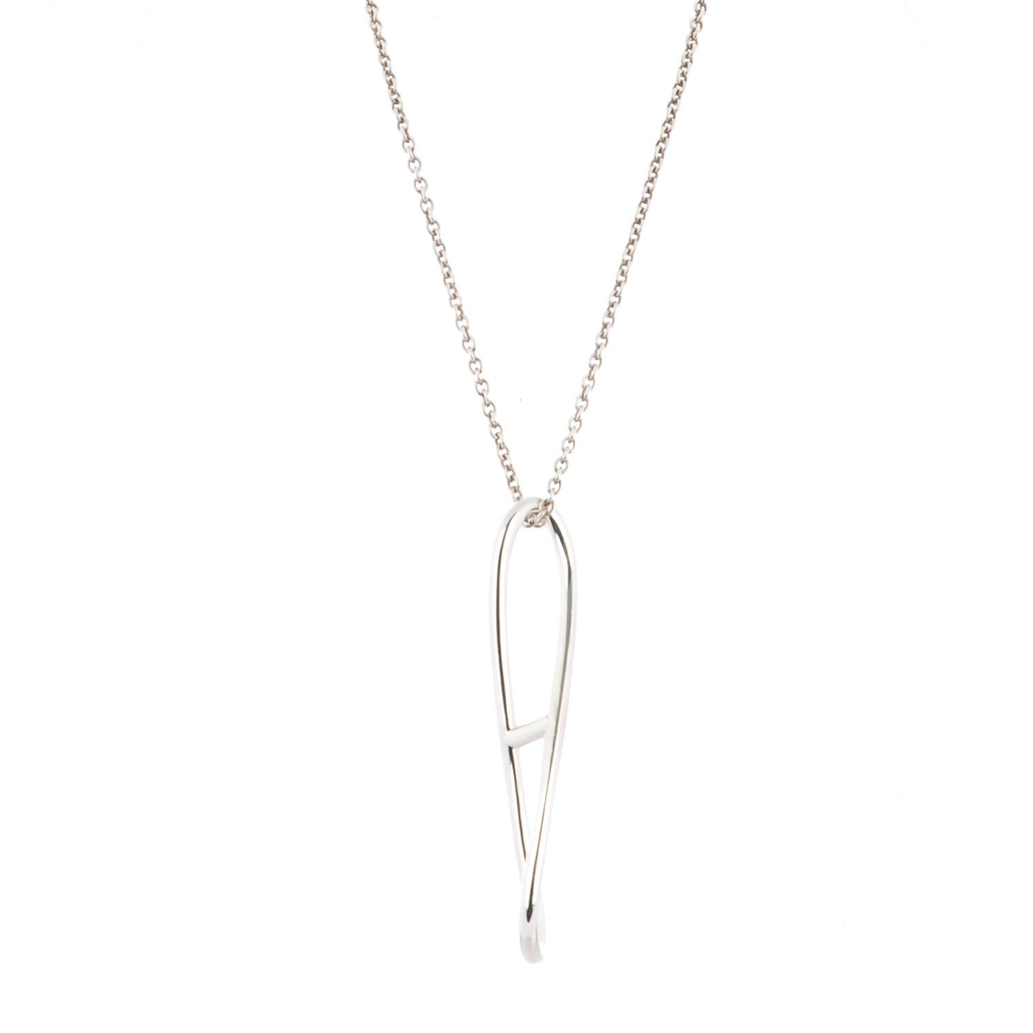 Hermes Sterling Silver Looping Pendant Necklace GM 1 of 5