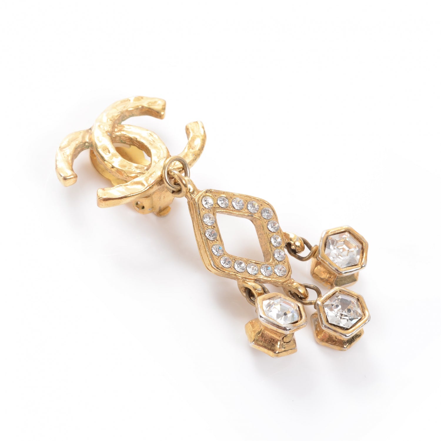 Chanel CC Dangle Clip On Earrings Gold 2 of 4