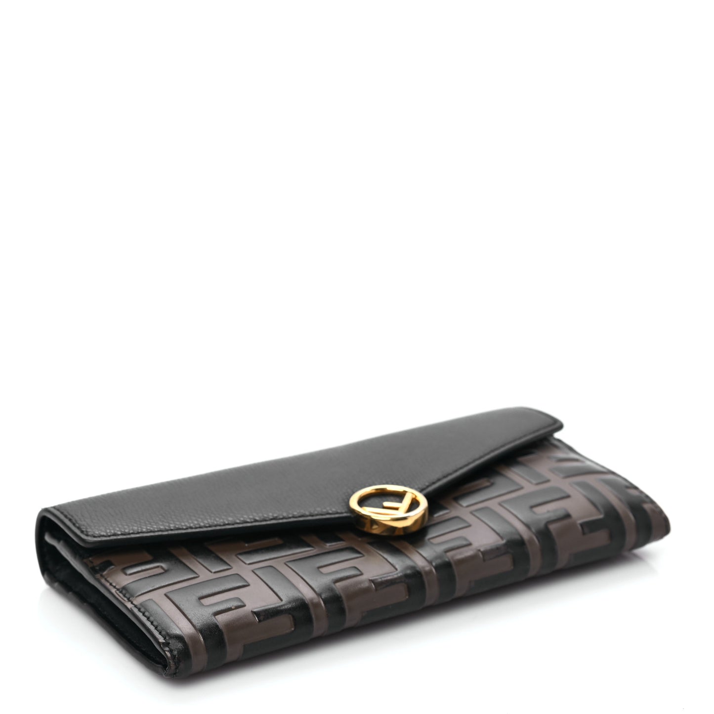 Vitello Cruise F is Fendi Bi-Color FF 1974 Embossed Continental Envelope Wallet Maya Black
