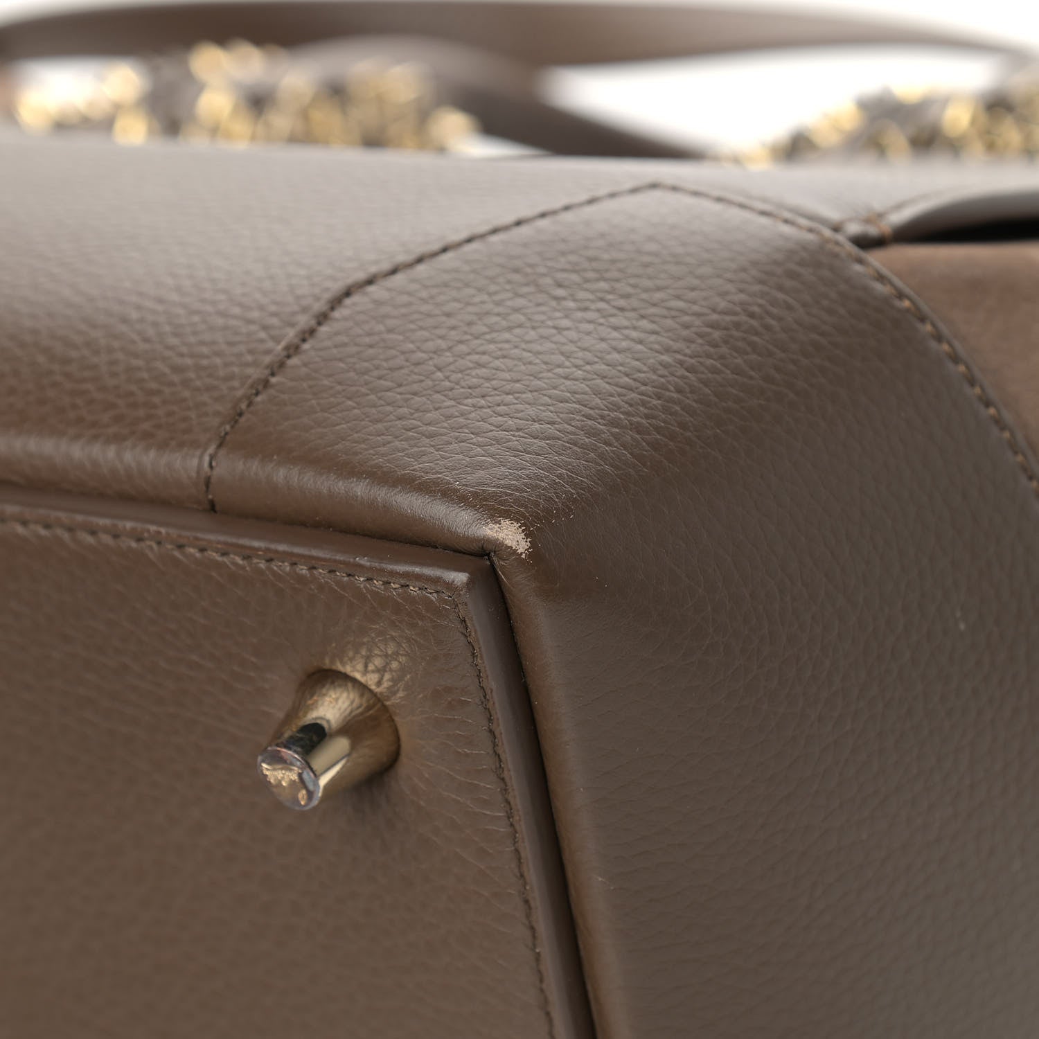 Christian Louboutin Suede Grained Calfskin Studded Large Eloise Satchel Brown 11 of 18
