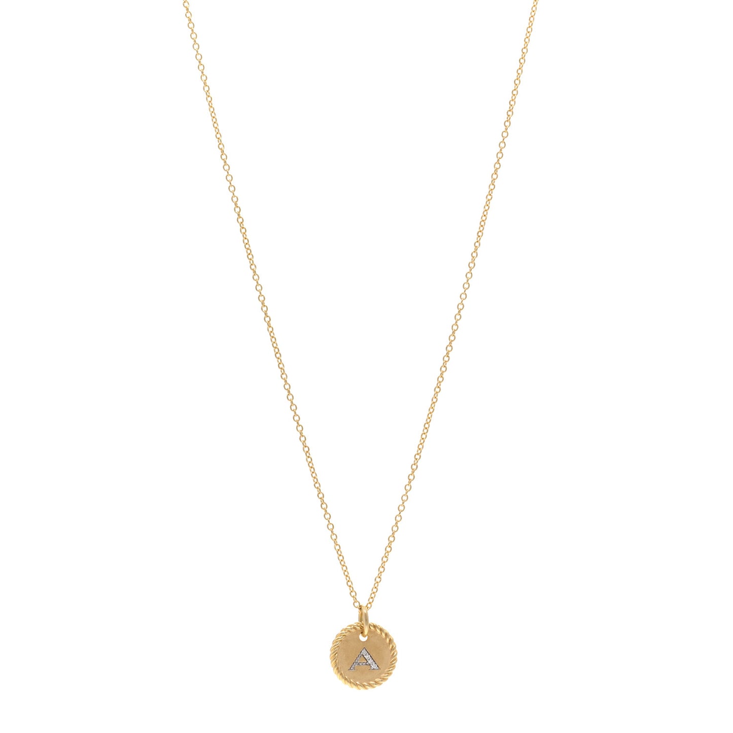18K Yellow Gold Diamond Initial A Charm Pendant Necklace