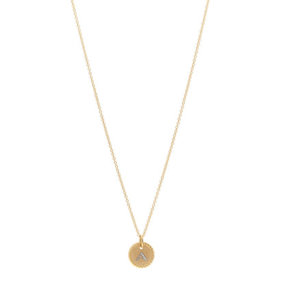 David Yurman 18K Yellow Gold Diamond Initial A Charm Pendant Necklace 1 of 6