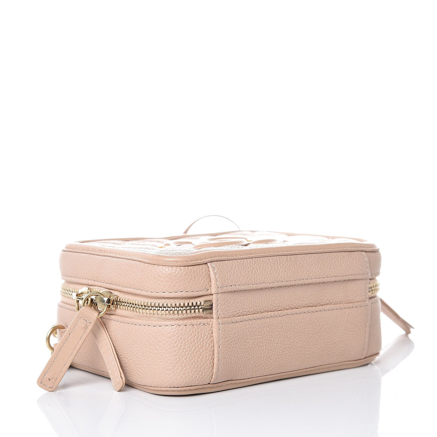 Caviar Quilted Small CC Filigree Vanity Case Beige