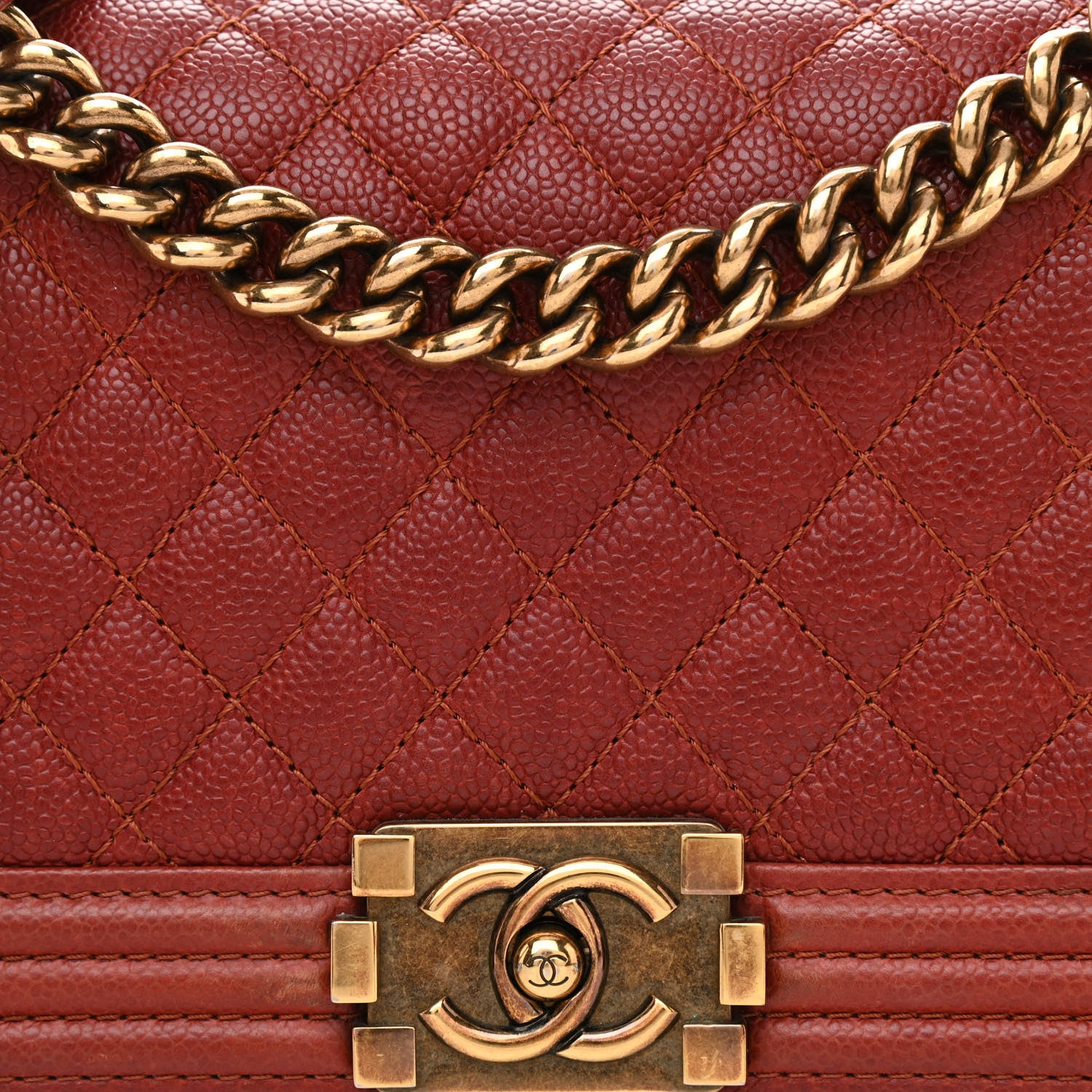 Chanel Caviar Quilted Medium Boy Flap Dark Orange 9 of 12