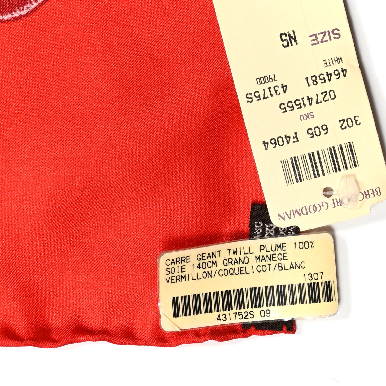Hermes Silk Grand Manege Shawl 140 Vermillion Coquelicot White 5 of 5