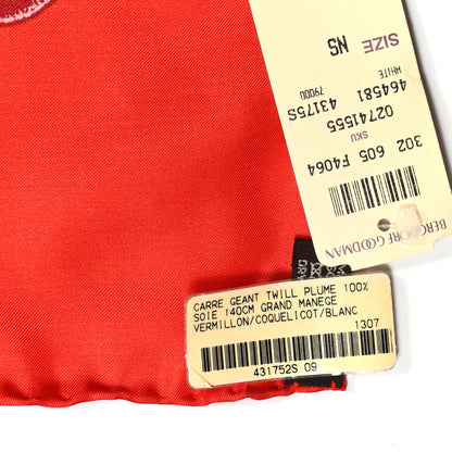 Hermes Silk Grand Manege Shawl 140 Vermillion Coquelicot White 5 of 5