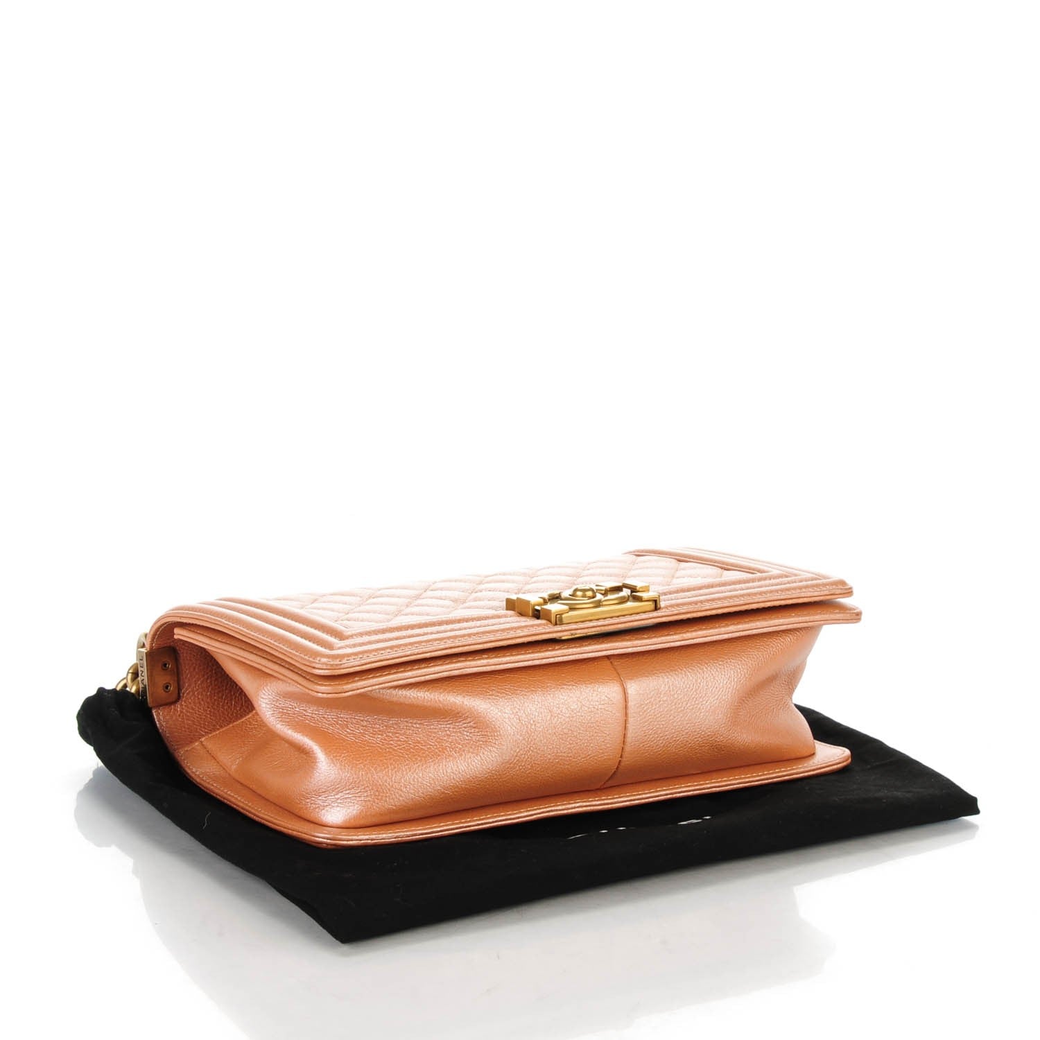 Chanel Metallic Calfskin Quilted Medium Boy Flap Dark Beige 4 of 9