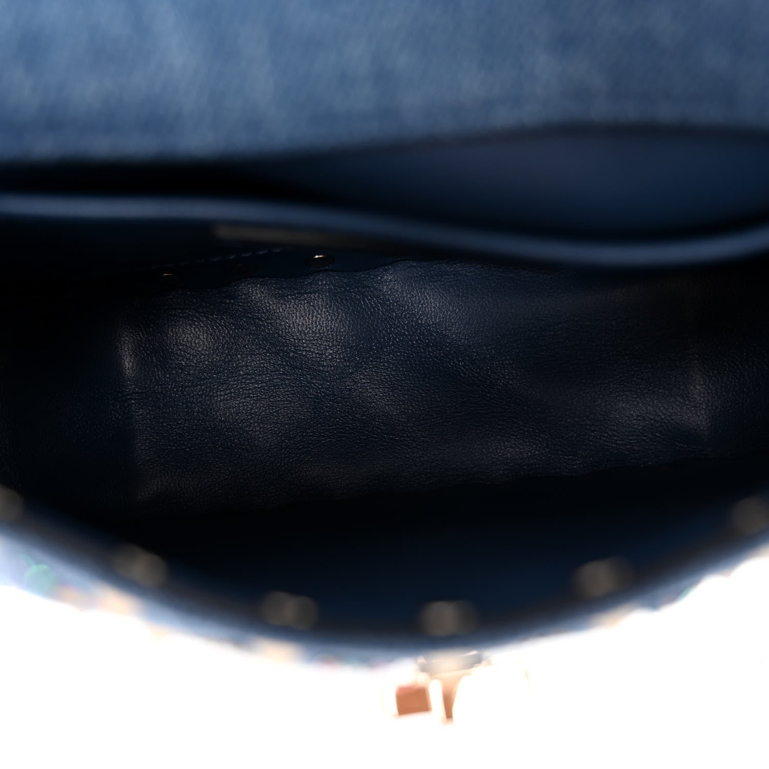 Valentino Garavani Denim Small Rockstud Jewel Spike Shoulder Bag Blue 5 of 9