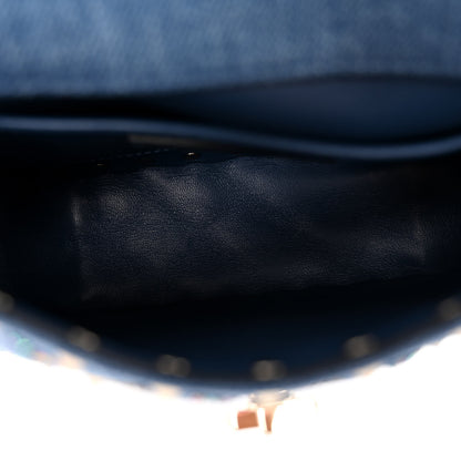 Valentino Garavani Denim Small Rockstud Jewel Spike Shoulder Bag Blue 5 of 9