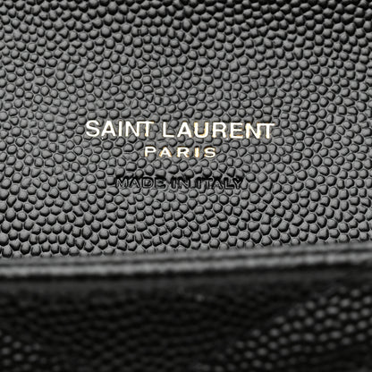 Saint Laurent Grain De Poudre Matelasse Chevron Monogram Envelope Clutch Black 6 of 8